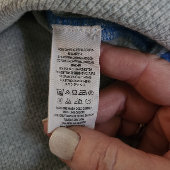 Free People Zip It Waffle Thermal Zipper Cuff Long Sleeve Gray Blue Trim Sz Med - Picture 5 of 8